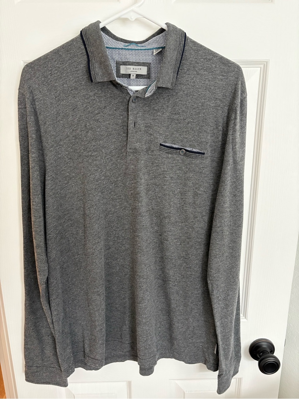 Ted Baker Charcoal Grey Long-Sleeve Polo